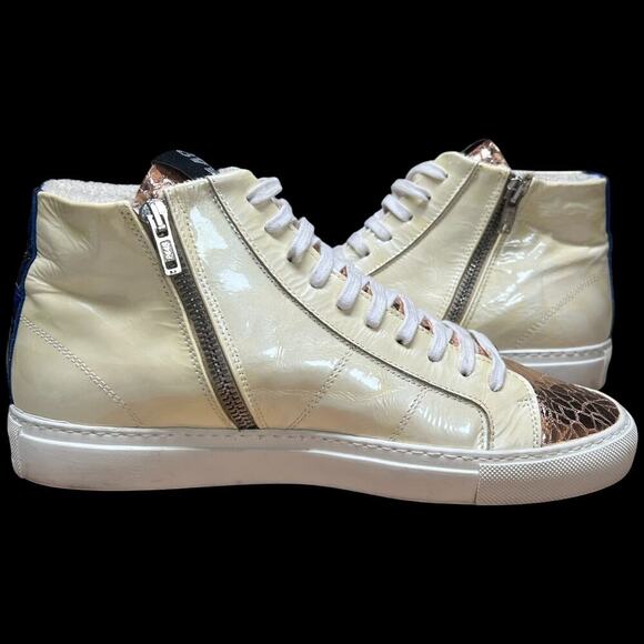 P448 Star 2.0 Women's Sz 39/Us 8.5-9 Mid Top Sneakers Pearl Snake Side Zip. READ - Picture 14 of 16